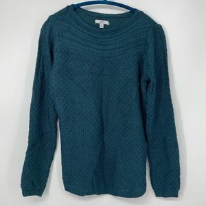 CROFT & BARROW DARK GREEN SOFT BRAIDED DESIGN SWEATER SMALL